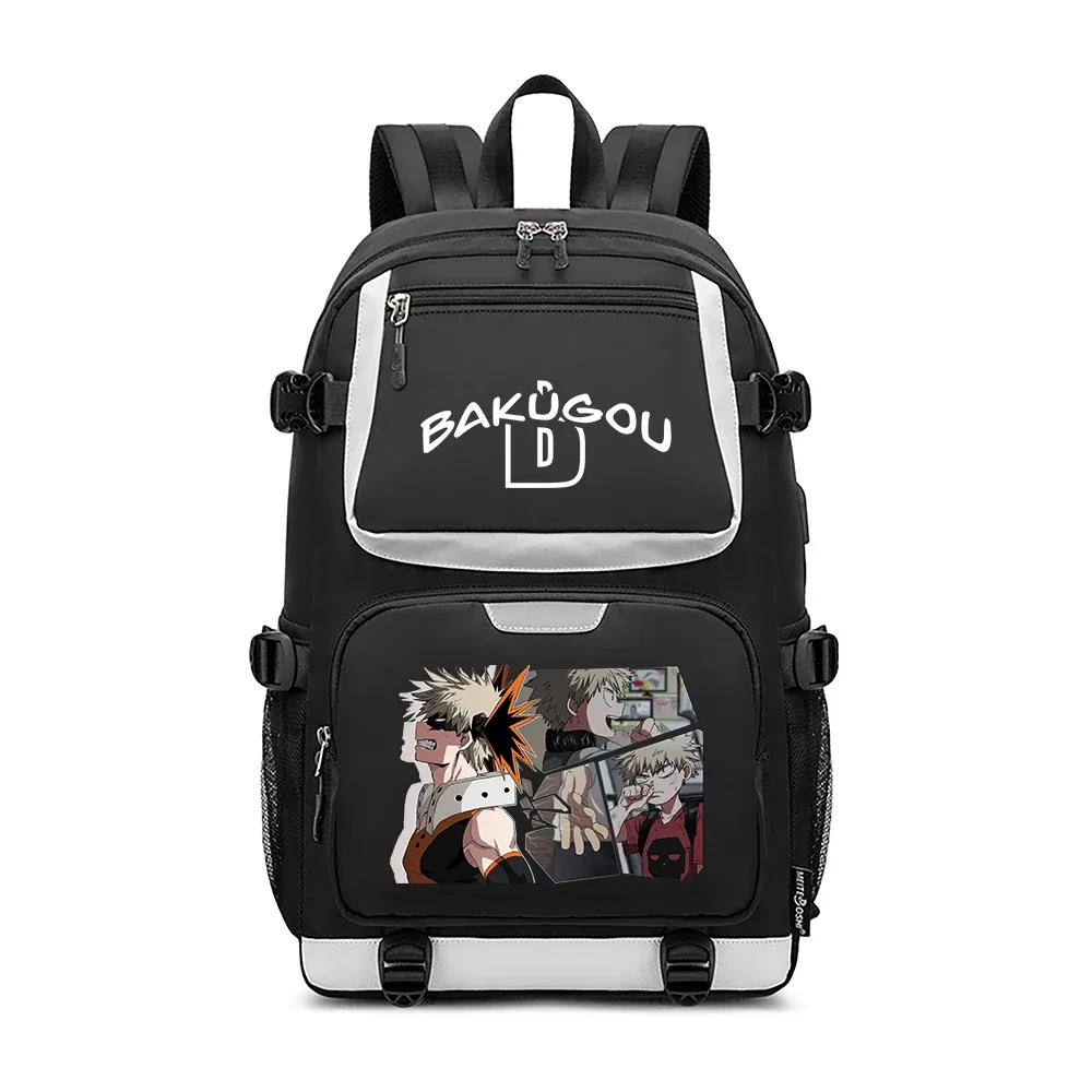 sacs d'école mha, sac à dos oxford, sac à dos de voyage bakugou katsuki, sac à dos pour ordinateur portable avec chargement usb, sacs à bandoulière anime