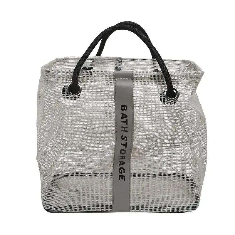 sac de toilette en maille avec poignée, grande capacité, séchage rapide, organisateur, panier de rangement portable pour salle de bain, douche, voyage