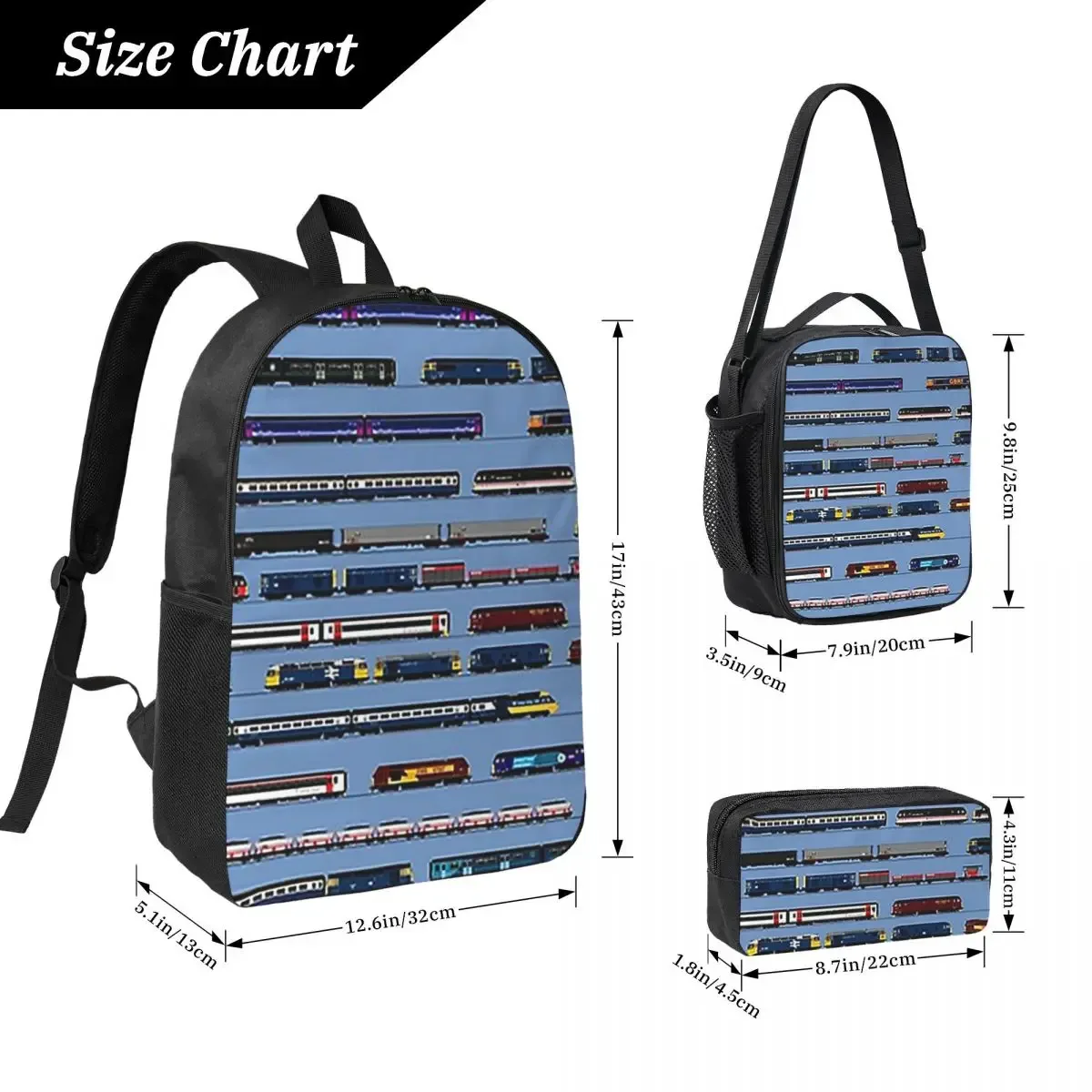 sac à dos british trains pour étudiants, garçons et filles, sac d'école, sac à bandoulière pour ordinateur por