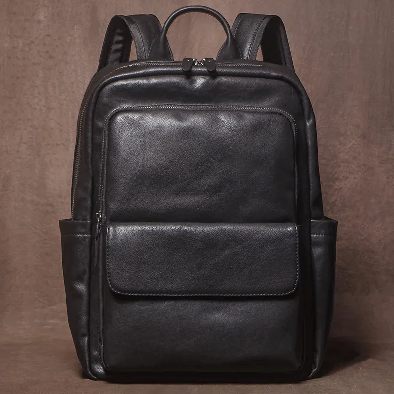 guro hommes décontracté en cuir véritable sac à dos peau de vache naturelle cartable à la mode de luxe sac de voyage d'affaires bureau 16 pouces pochette d'ordinateur