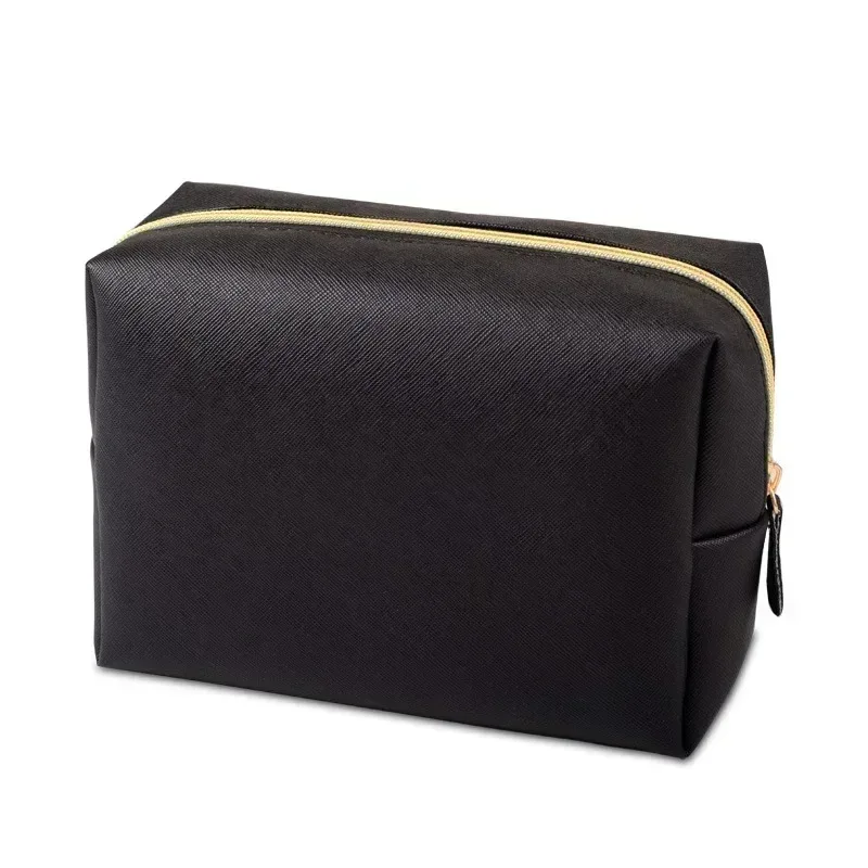 sac de maquillage pour femmes en cuir pu imperméable, couleur unie, trousse de toilette de voyage, organiseur de rangement cosmétique portable