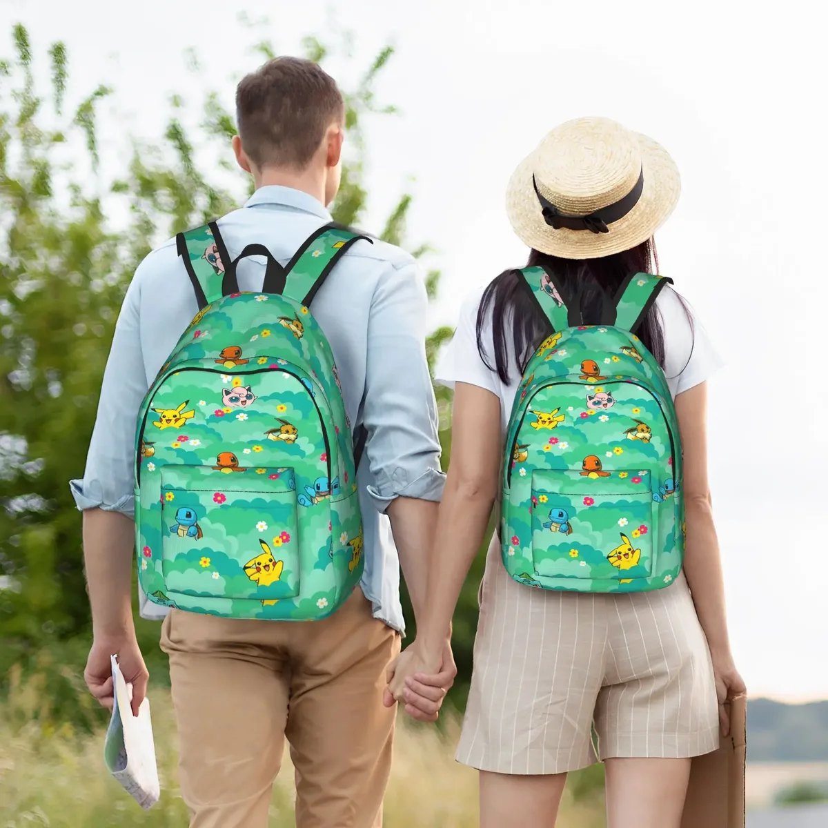 sac à dos à thème pokemon de dessin animé à la mode, design mochilas harajuku pour l'école, sac à dos de grande capacité