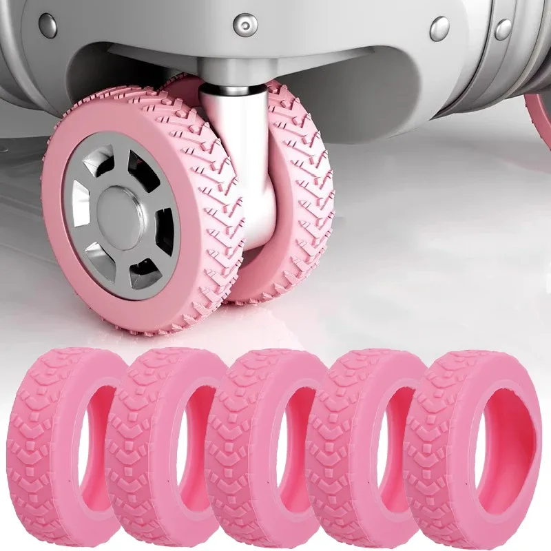 24/4 pièces housses de protection colorées en silicone épaissi pour roulettes de bagages de voyage, réduisant le bruit