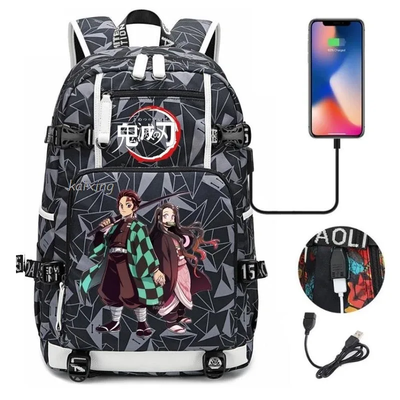 sac à dos hot kamado nezuko demon slayer camouflage, grande capacité, pour adolescents, sacs d'école pour ordinateur portable, léger, pour voyage en plein air, randonnée