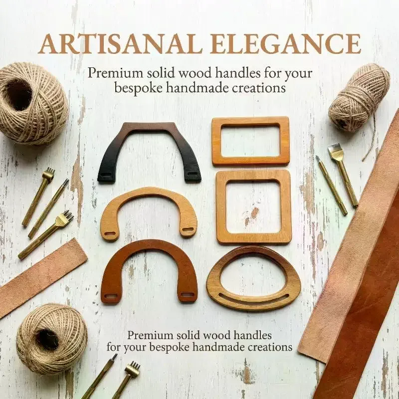 poignée de sac en bois, sangles carrées pour sacs, pièces de sac à main diy, poignée de remplacement classique pour sacs fourre-tout, accessoires pour sacs