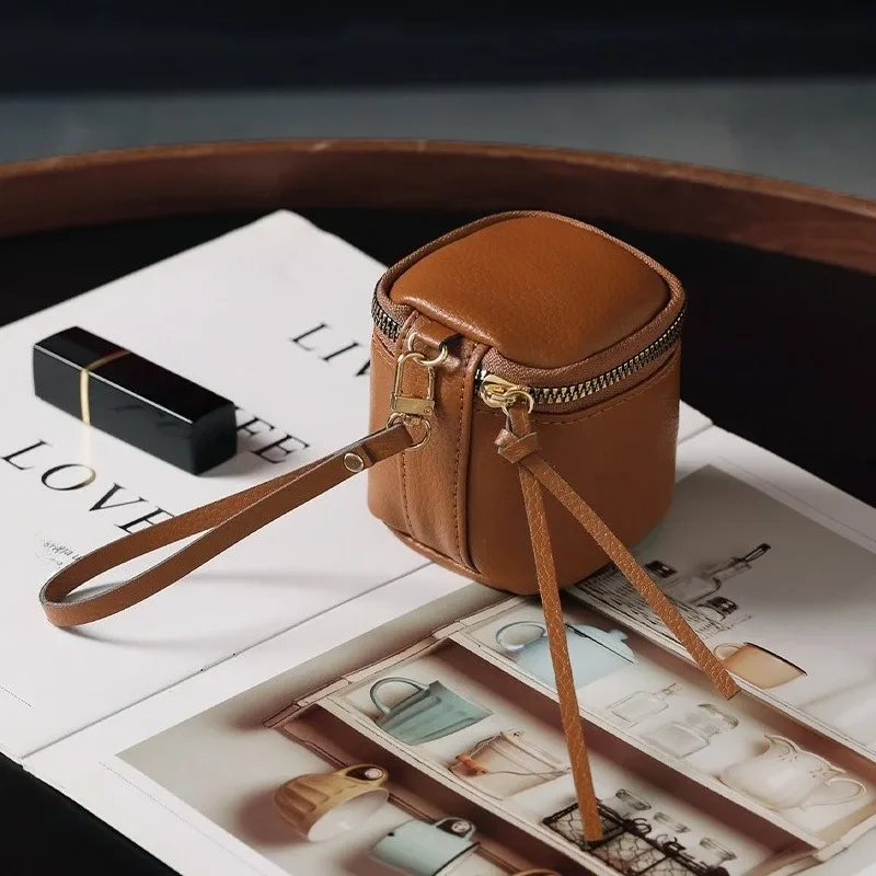 sacs à cosmétiques en cuir vintage pour femmes, petits sacs de maquillage pour rouge à lèvres, pochette pour ligne de données, clé, étui organisateur pour écouteurs