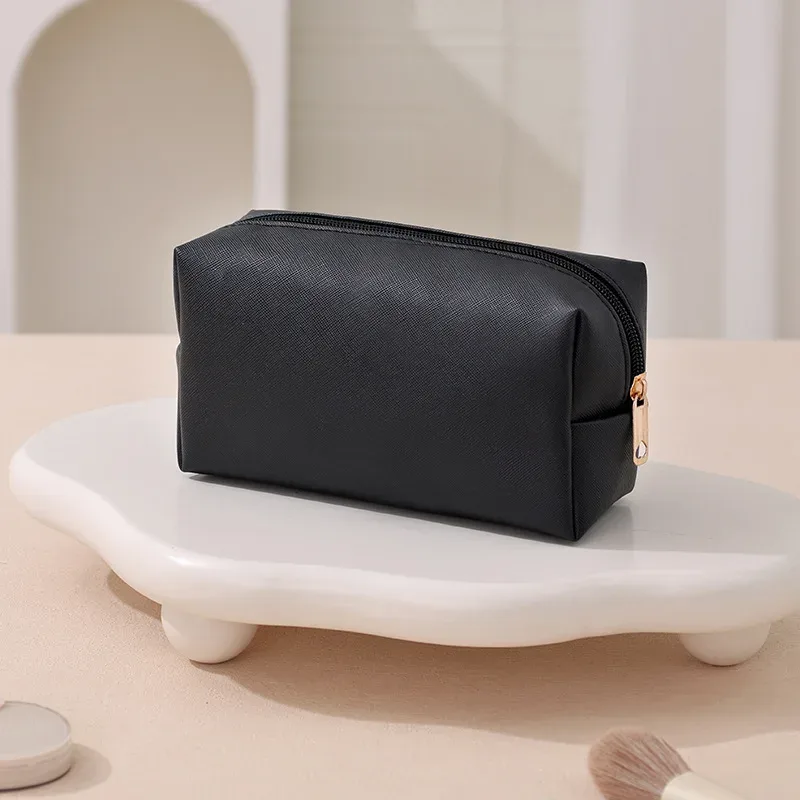 trousse de maquillage grande capacité en cuir pu pour femme, organisateur cosmétique imperméable, sac de toilette de voyage avec sangle de transport pour dames