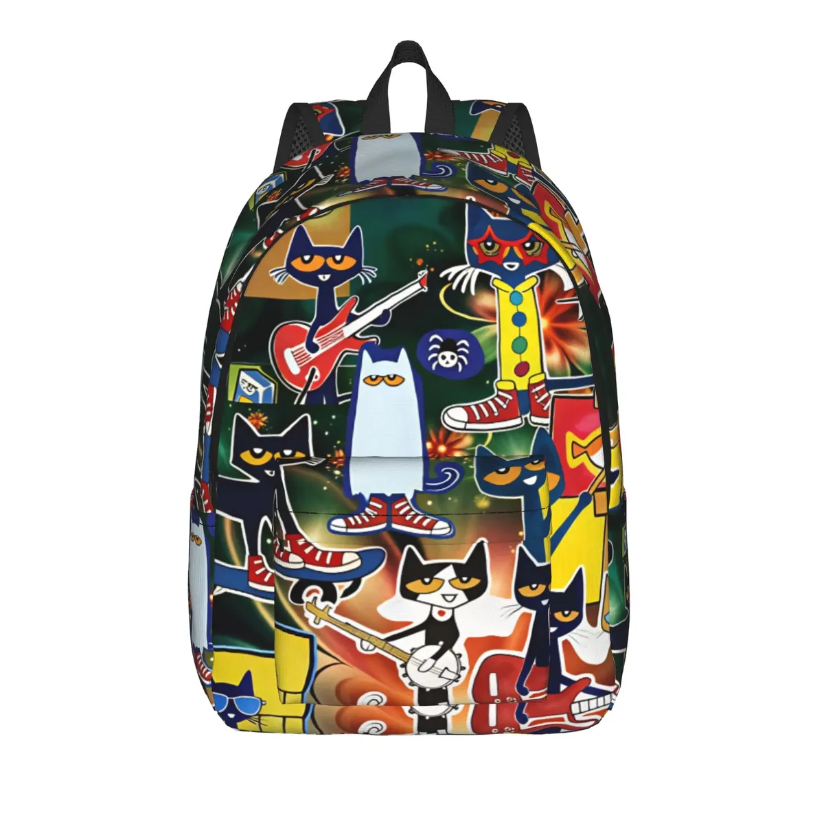 sac à dos pete the cat i love my white shoes pour garçon, en polyester, grand sac à dos esthétique pour l'école secondaire, idéal pour l'entraînement