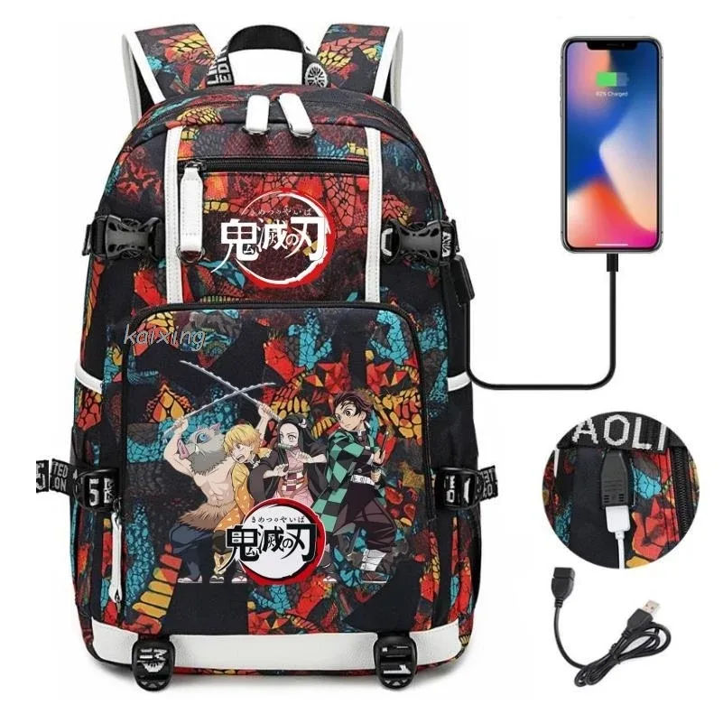 sac à dos hot kamado nezuko demon slayer camouflage, grande capacité, pour adolescents, sacs d'école pour ordinateur portable, léger, pour voyage en plein air, randonnée