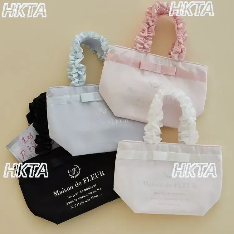 style japonais nouvelle lettre satin mignon nœud lolita portable sac fourre-tout femmes déplacements polyvalent plissé doux unique sac à bandoulière