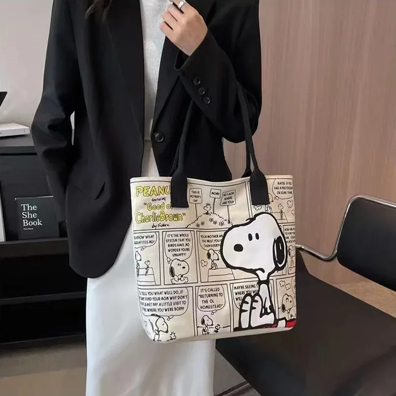 nouveau sac à main en toile kawaii snoopy, sac à bandoulière pour filles tendance, sac à main en nylon simple de grande capacité