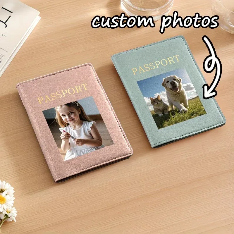 diy photo custom - porte-passeport personnalisé avec motif d'avion, portefeuille de voyage avec emplacement pour cartes - cadeau unique pour hommes et femmes