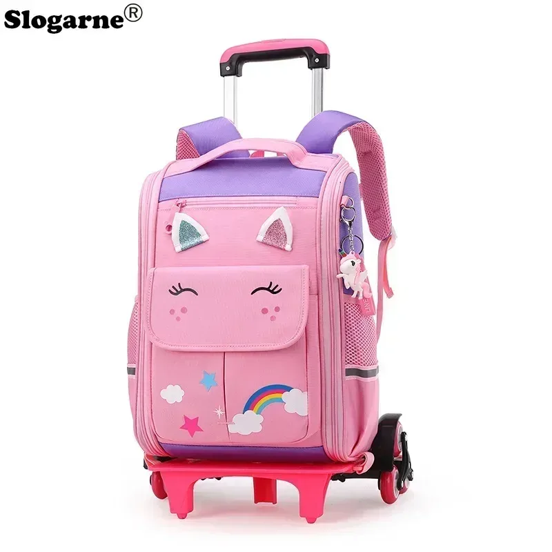Sac à Dos d'École à Roulettes pour Enfant Fille et Garçon