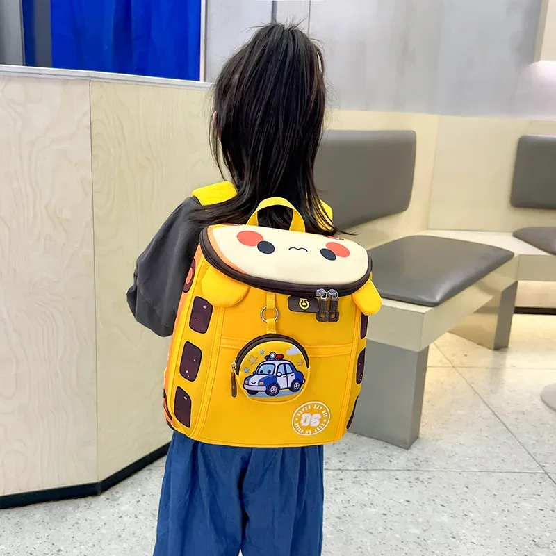 sac à dos léger en nylon pour élèves de maternelle, motif voiture de dessin animé mignon, sac à dos imperméable à double épaule pour enfants