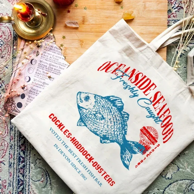 sac fourre-tout en toile chic vintage, 1 pièce, tissu léger et durable pour le travail, l'école, le shopping, sac de transport quotidien, cadeaux