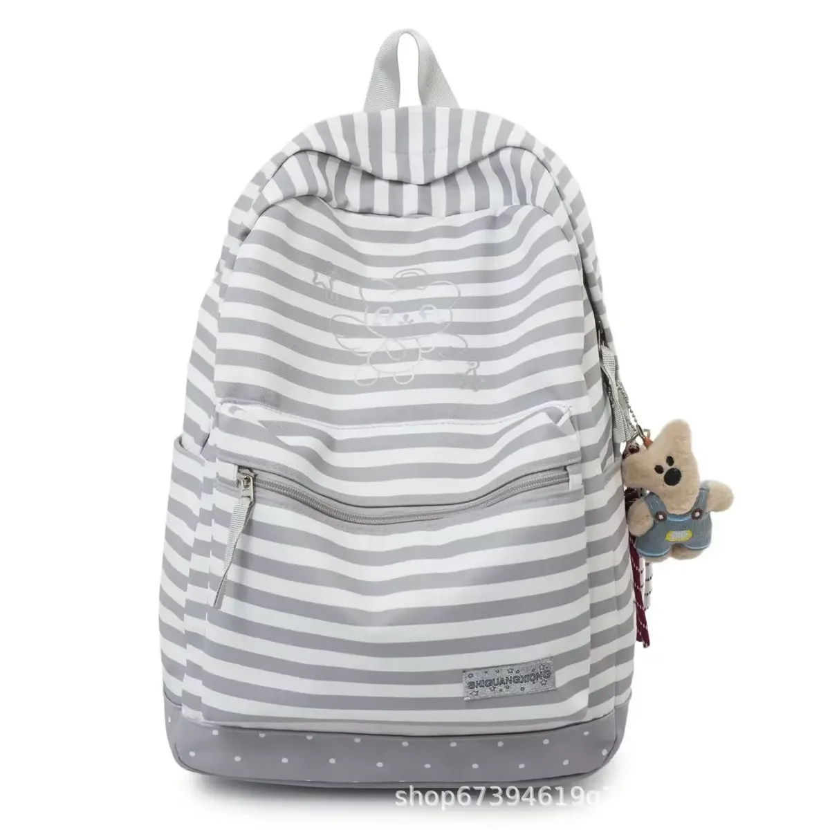 nouveau sac à dos à rayures tendance, unisexe, en nylon, adapté à l'école et à l'éducation, capacité 20-35l, léger, 14 pouces