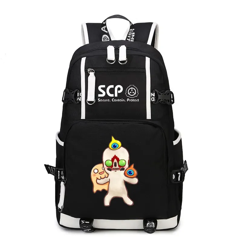 sac à dos scp secure contain protect, cartable noir, sacs d'école de dessin animé, sac à dos de voyage lumineux, sacs initiés par ordinateur portable usb