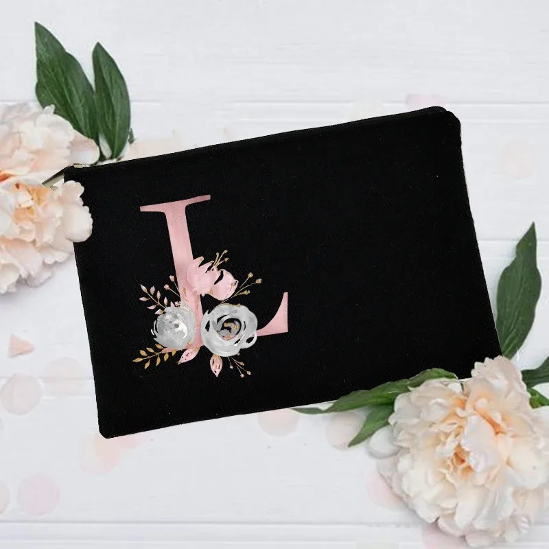 trousse de maquillage personnalisée avec nom initial, trousse à cosmétiques de mariée, pochette de toilette monogramme en toile, cadeaux pour demoiselle d'honneur, sacs de maquillage
