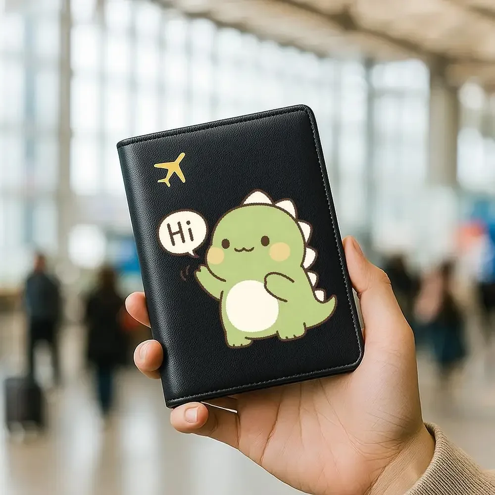 porte-passeport imprimé dinosaure mignon, portefeuille de voyage élégant, joli cadeau d'anniversaire pour femmes