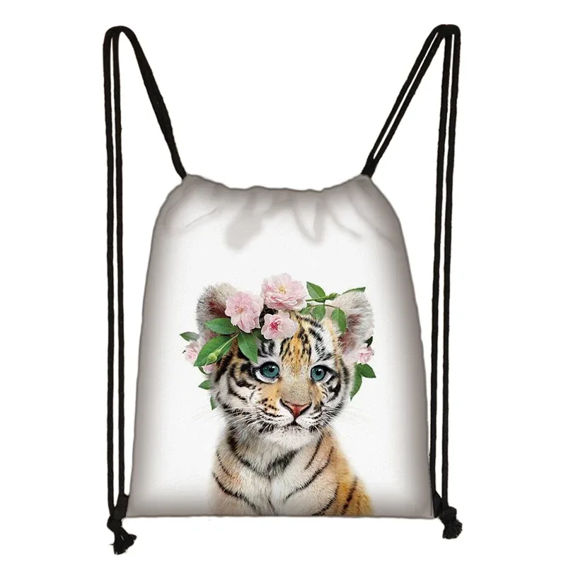 sac à cordon de serrage mignon animal koala femmes hommes mode sac de rangement panda/zèbre fille voyage loisirs sac à dos pliable