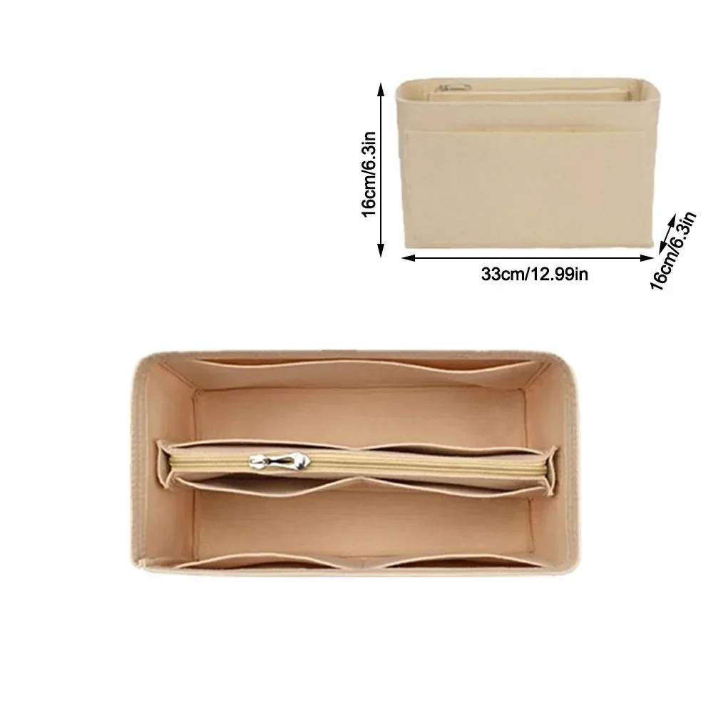 sac d'insertion en feutre multi-poches avec fermeture éclair, organisateur de sac à main grande capacité, sac intérieur pour lv speedy25/30/35/gentlewoman