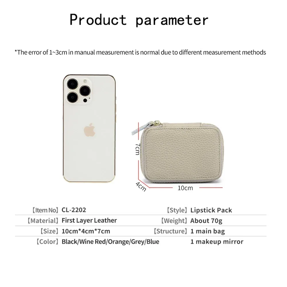 petit sac de maquillage, pochette de rangement pour pièces de monnaie en plein air, étui en cuir pour rouge à lèvres et lèvres, organisateur de cosmétiques de voyage pour femmes, sac à main avec miroir