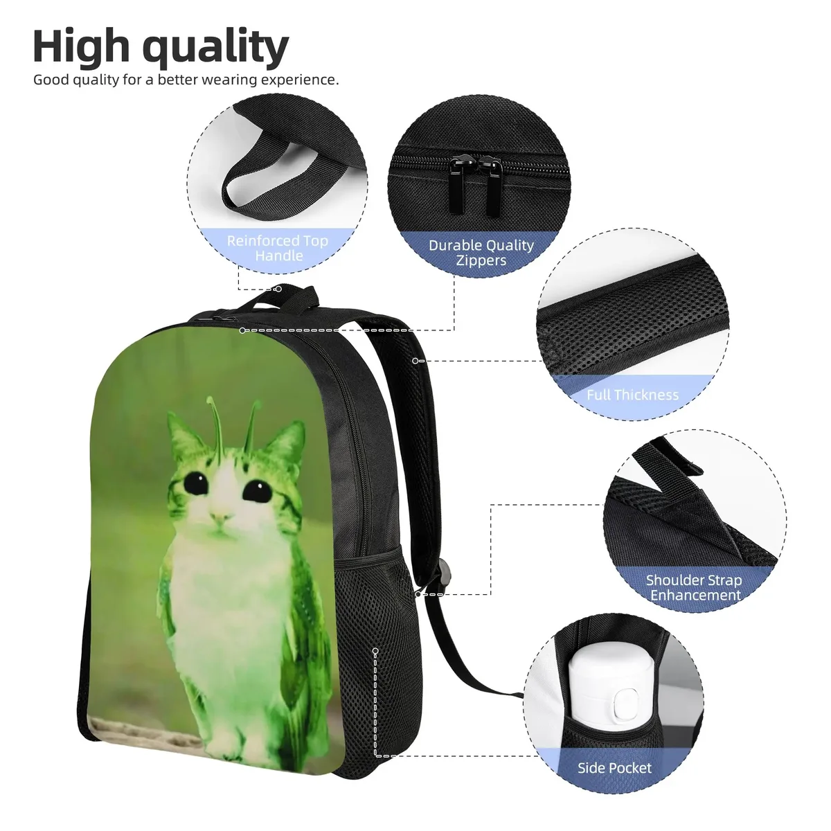 sac à dos pour femmes owl cat meowl alien meme, sac d'école décontracté, sac à dos pour ordinateur portable, sac de voyage pour adolescents