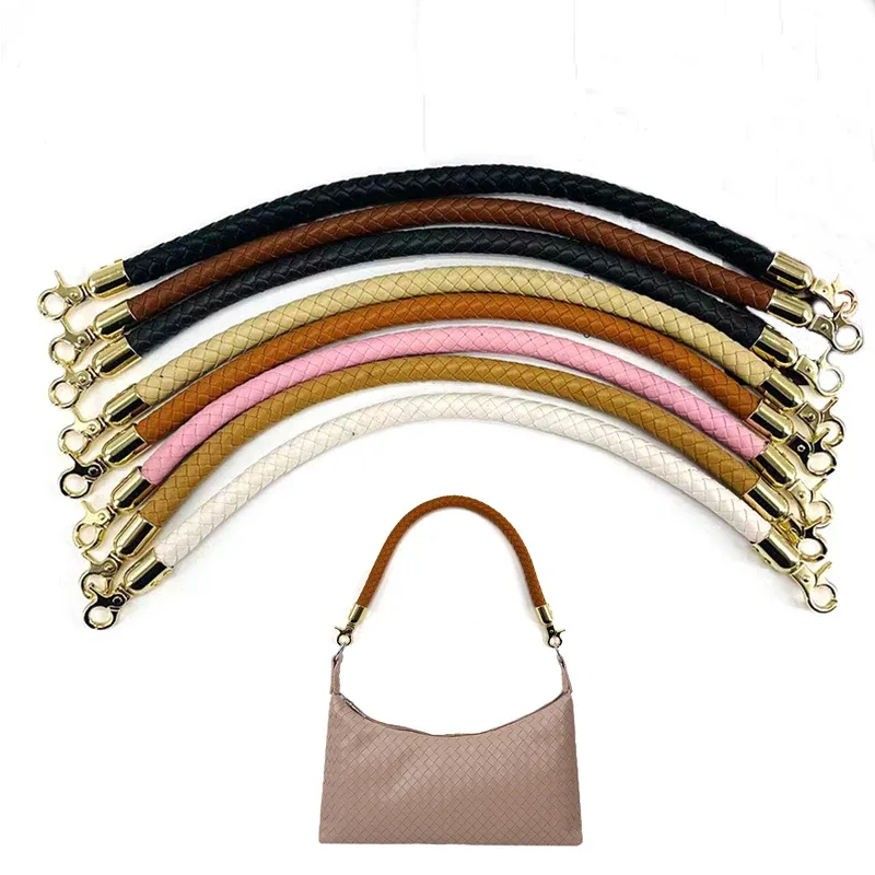 Poignées en corde tressée en cuir PU 30/40/60cm, pour sacs à main, sangle de sac à bandoulière, accessoires de sac de bricolage pour sacs, boucle à crochet en alliage métallique