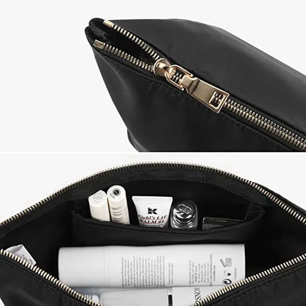 sac de maquillage en nylon, meilleure vente, sac à cosmétiques à fermeture éclair en cuivre, sac de rangement de voyage, trousse de toilette en nylon, design de couleur pure durable