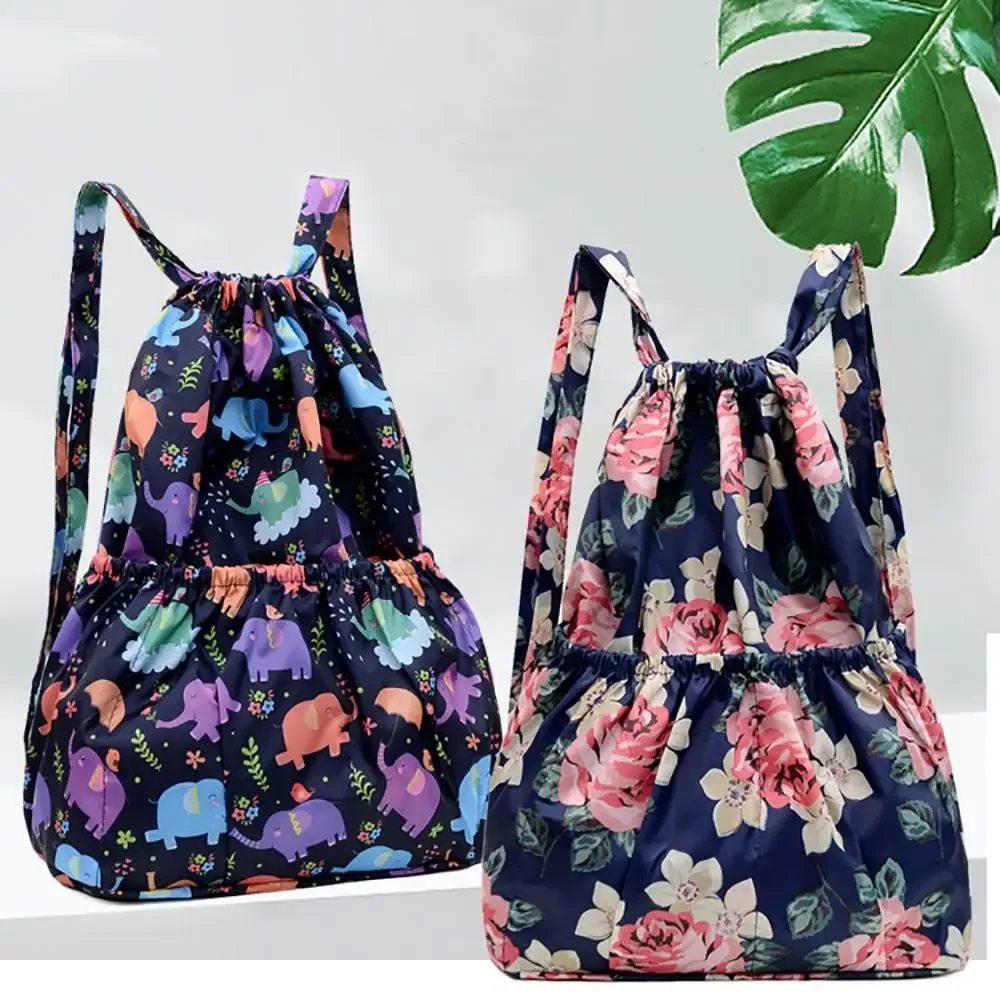 Sac à provisions portable étanche en polyester pour dames, sacs à dos de grande capacité, sac à bandoulière de proximité, imprimé floral décontracté