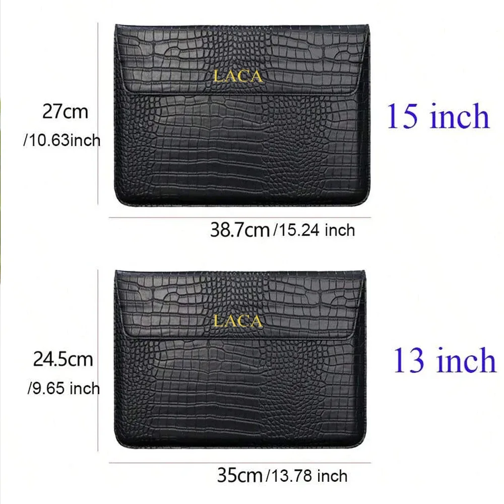 sacoche pour ordinateur portable en cuir pu motif crocodile personnalisable, pour hommes, 13,3/15,4 pouces, avec support intégré, unisexe
