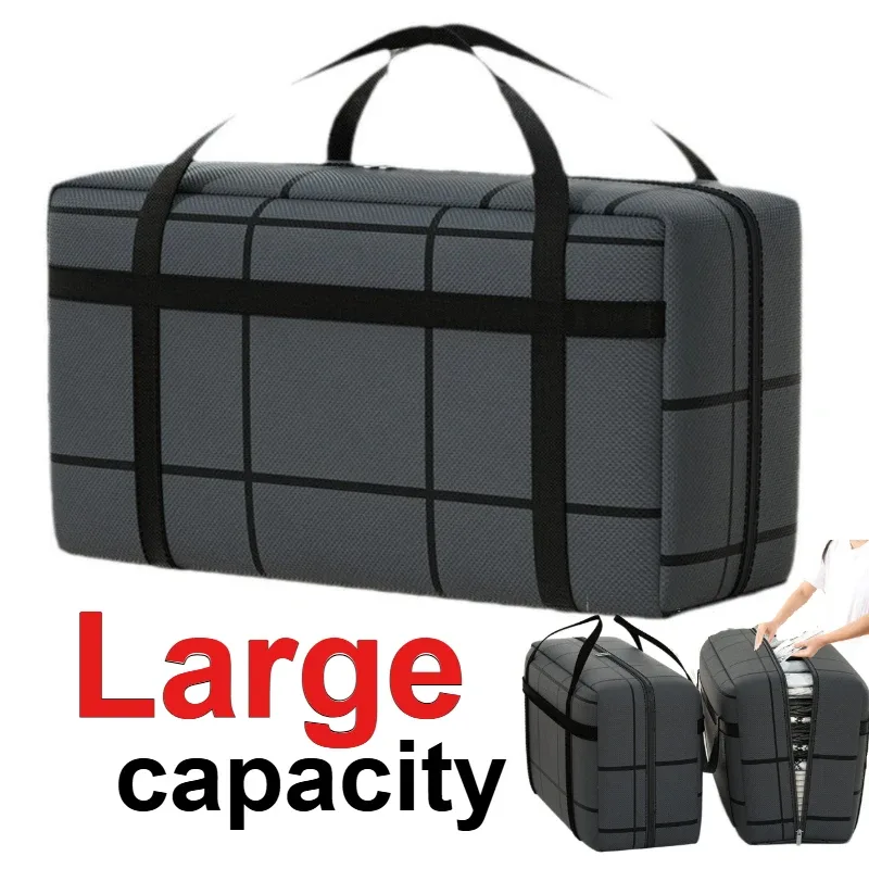 Sac de rangement pliable pour vêtements de grande capacité portable, sac de voyage à main, sac rembourré à double fermeture éclair, organisateur de garde-robe, sac de déménagement