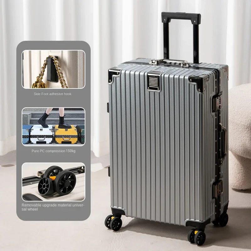 valise cadre en aluminium 20 pouces boîtier de chariot de transport roues universelles amovibles 22-30 pouces valises de voyage de grande capacité