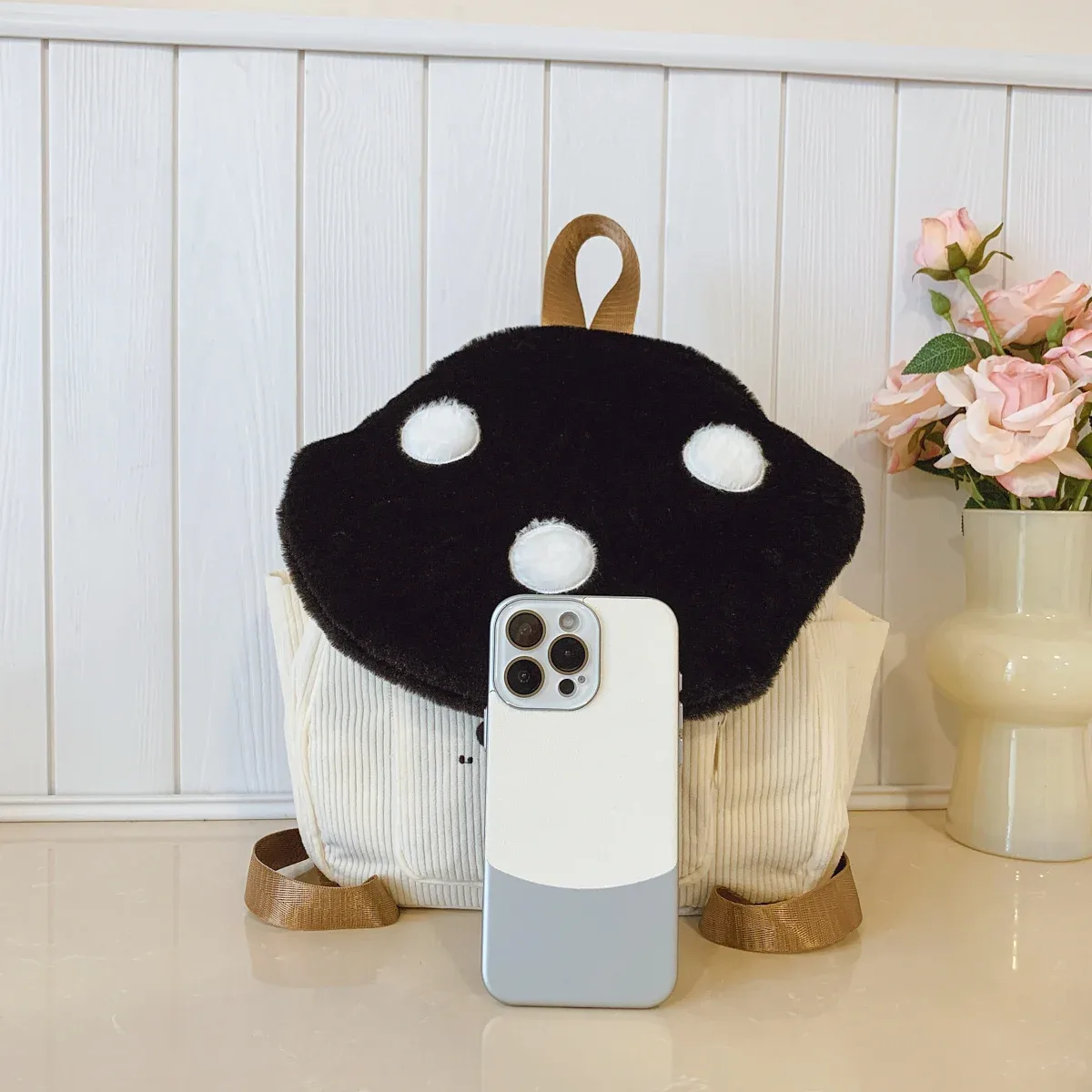sac à dos d'étudiant en peluche exquis et mignon en forme de champignon, léger, grande capacité, pour filles, idéal pour l'école et les trajets quotidiens
