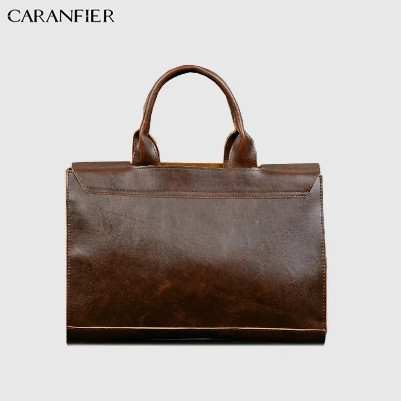 CARANFIER hommes porte-documents en cuir PU sacs à main Crazy Horse affaires décontracté épaule sacs à bandoulière de haute qualité bagages solides
