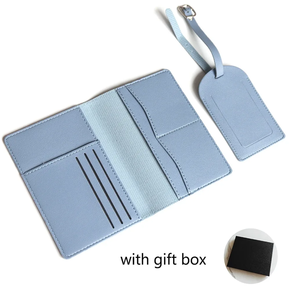 porte-passeport avec initiales personnalisées, ensemble d'étiquettes de valise de luxe, nom personnalisé, logo, cadeau, ensemble d'accessoires de voyage légers avec boîte