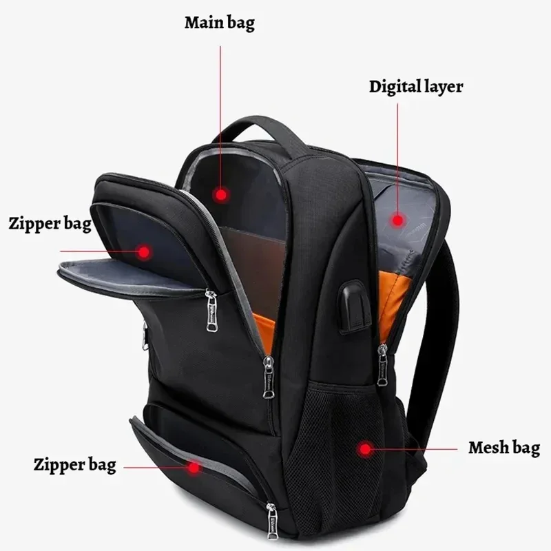 wiersoon sac à dos de voyage pour hommes, sac de grande capacité, sac à dos de voyage d'affaires, léger et à la mode, pour ordinateur