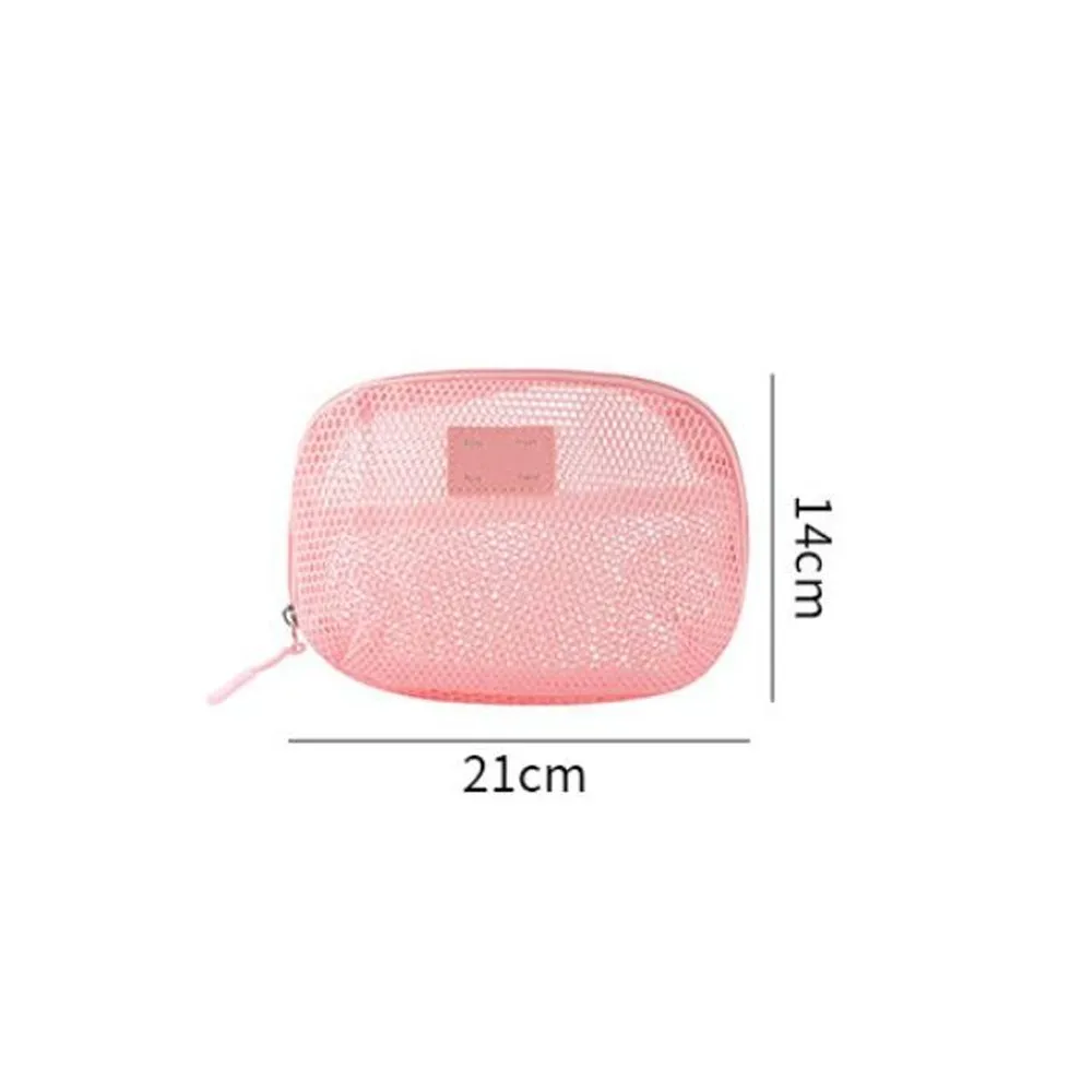poudres de stockage en nylon décontractées, sac cosmétique en maille à main, polyvalent avec fermeture éclair, voyage