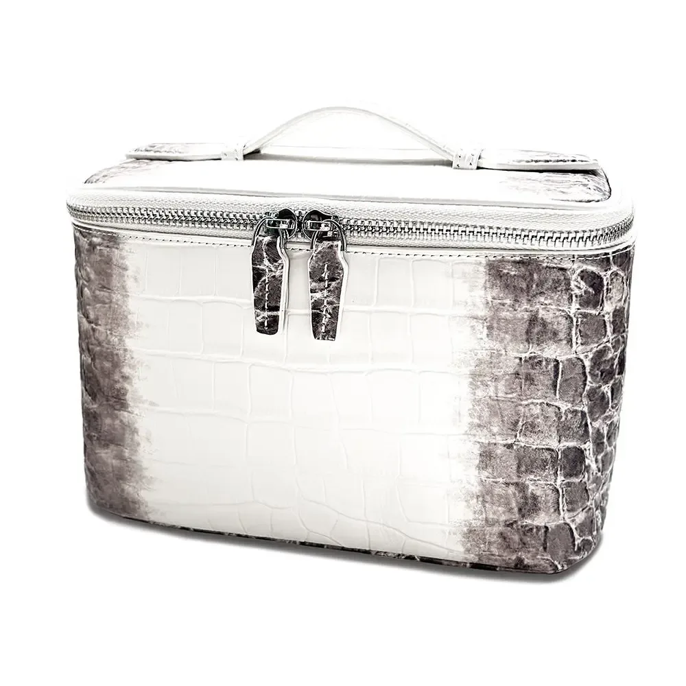 sac à cosmétiques de luxe haut de gamme en cuir de vachette de qualité supérieure, sac de rangement compartimenté de grande capacité, trousse de toilette portable pour femme