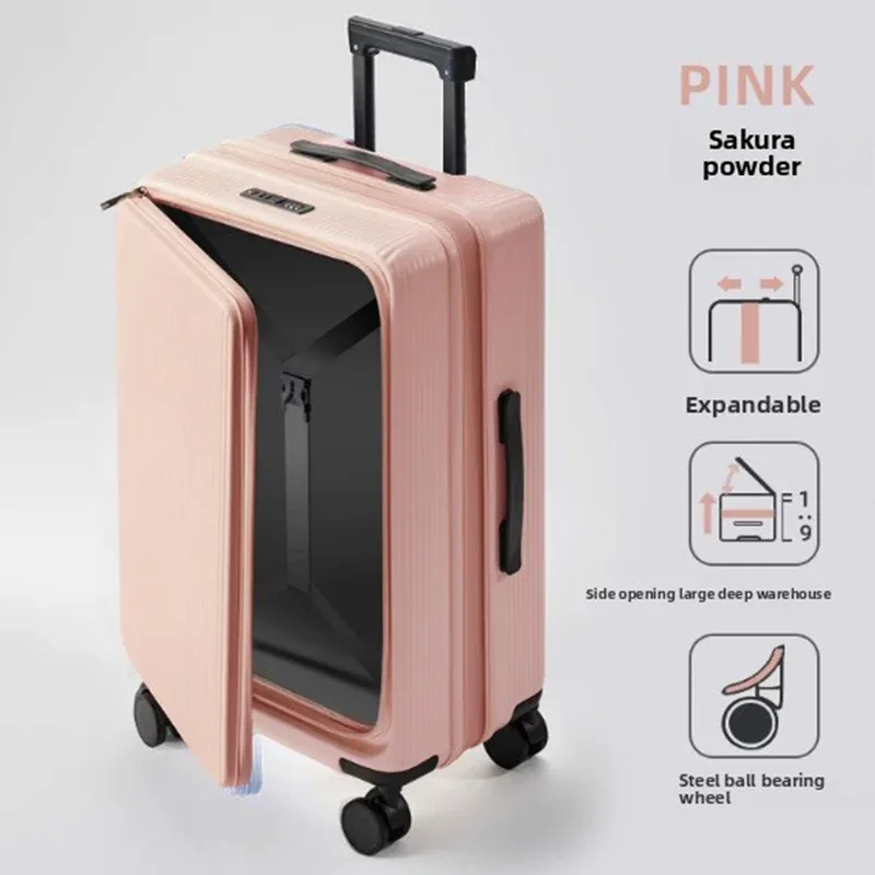 klqdzms bagage extensible abs + pc valise d'embarquement 20 "22" 24 "26" 28 pouces bagage de grande capacité valise de voyage à main pour femme