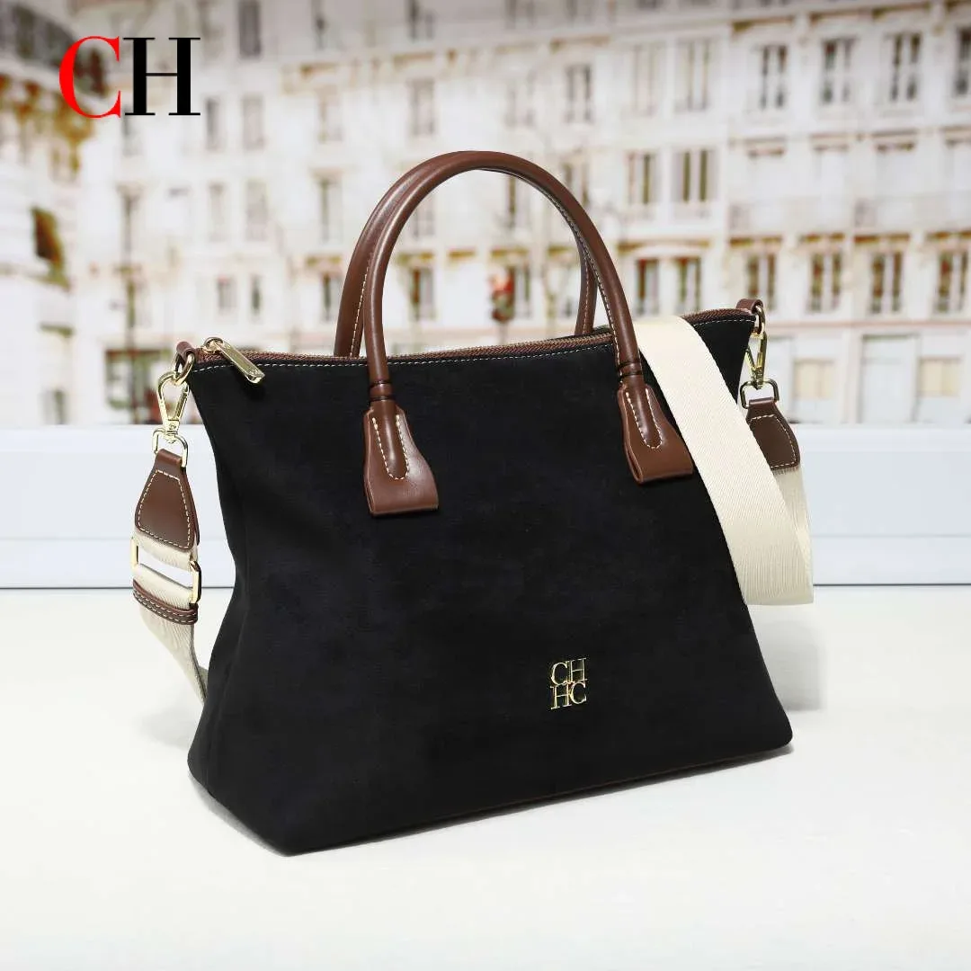 Sac fourre-tout grande capacité en suède noir pour femme avec large bandoulière – Sac à main et sac bandoulière tendance pour les trajets quotidiens et les voyages