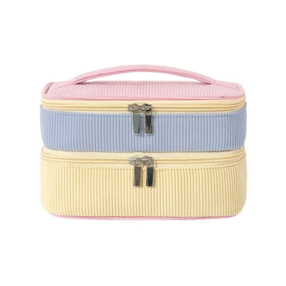 nouvelle trousse de rangement double couche en matière souple, grande capacité, avec fermeture éclair, portable, pour cosmétiques et maquillage
