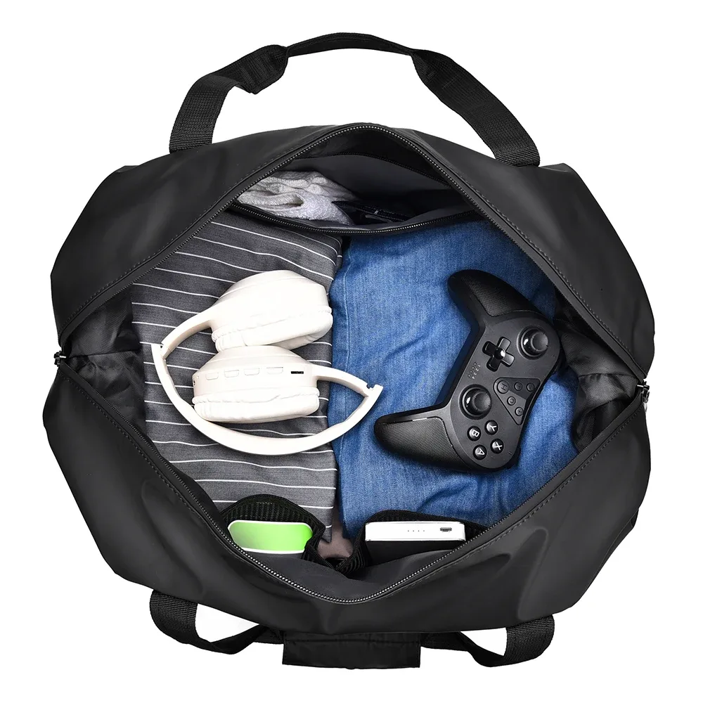 men's gym bag - black adjustable shoulder strap duffel bag for gym, travel and sports lovers, fitness gear bag