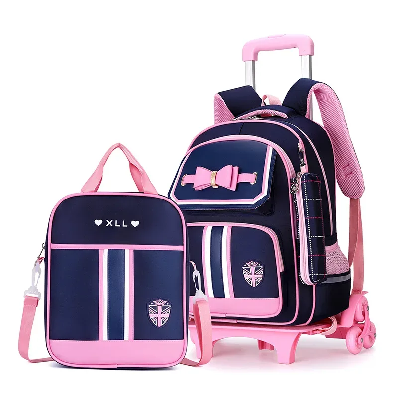 ensemble de sacs d'école pour enfants avec roues, sac à dos pour étudiants, sac de chariot d'école, sac à dos à roulettes pour filles