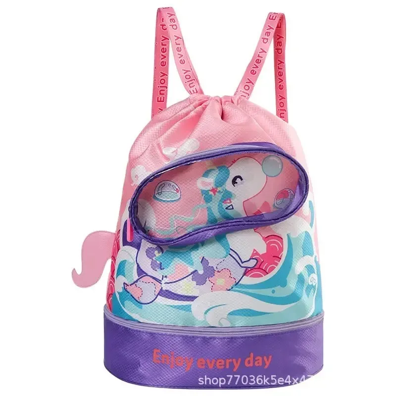 sac de natation pour enfants étudiant mignon dessin animé double épaule sac à dos poche mâle femme séparation étanche stockage b