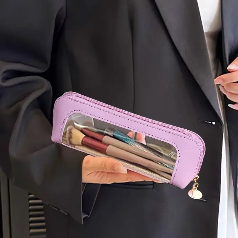 trousse de toilette portable en pu pour cosmétiques et pinceaux de maquillage – organisateur de voyage compact pour articles de toilette et beauté