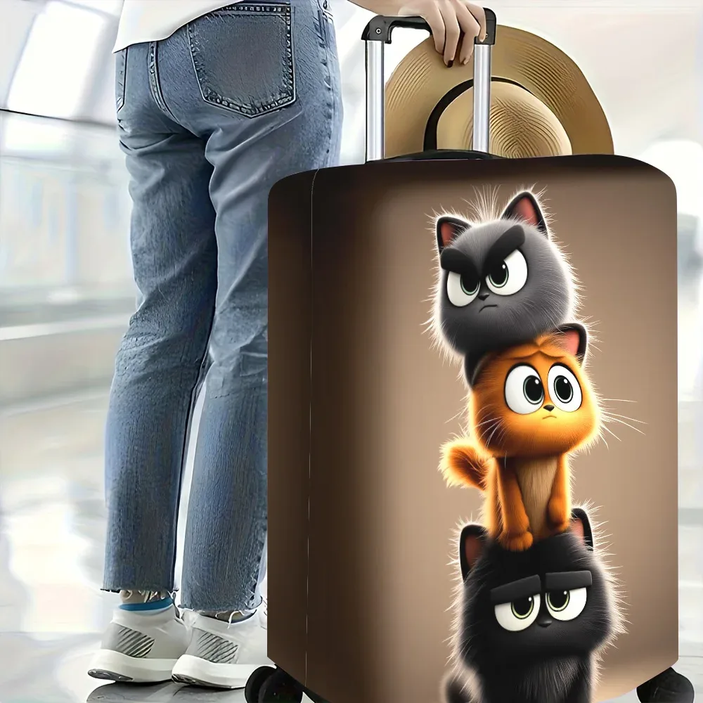 1pc housse de bagage imprimée chat mignon pour bagages de 18 à 32 pouces ; accessoires de voyage anti-poussière et élastiques pour une protection efficace