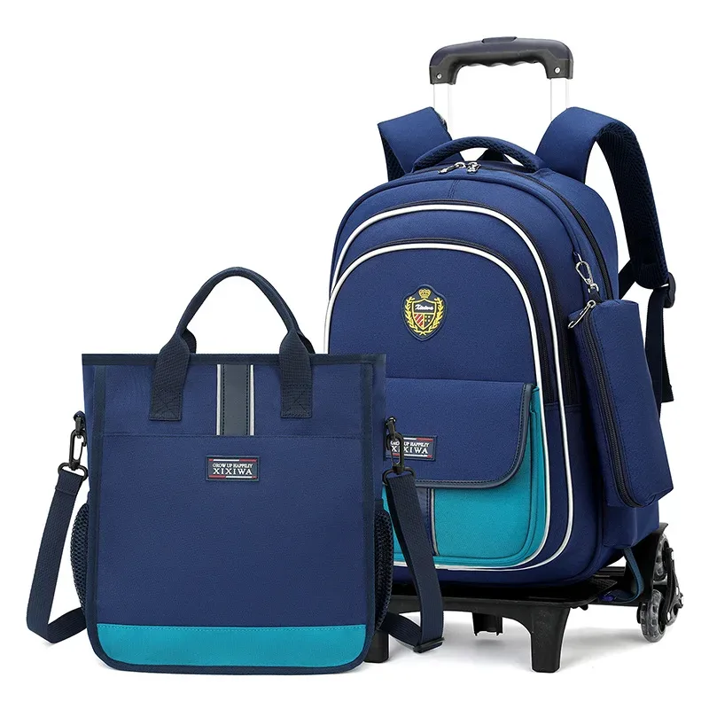 sac d'école enfants sac à dos roulant pour garçon filles sacs à dos à roulettes avec roues chariot bookbag bagage à main avec sacs à bandoulière