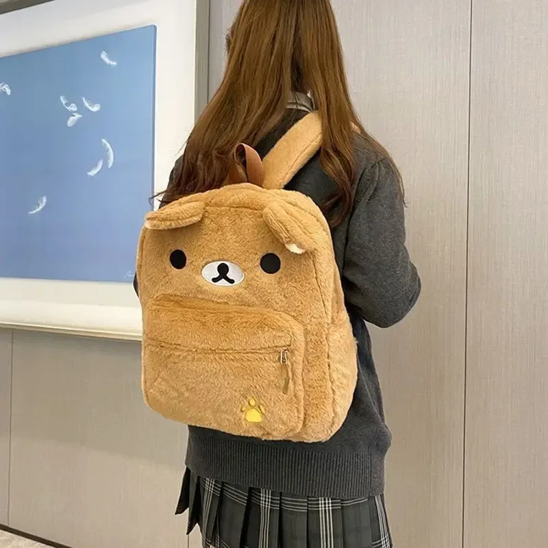 kawaii anime rilakkuma ours sac à dos en peluche broderie conception sacs pour femmes mignon grande capacité sacs à dos femmes sac à dos