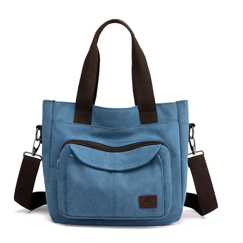 grand sac à main fourre-tout en toile pour femmes, petit sac à bandoulière pour voyage, travail, multi-poches, poignée supérieure, sacoches de travail avec fermeture éclair
